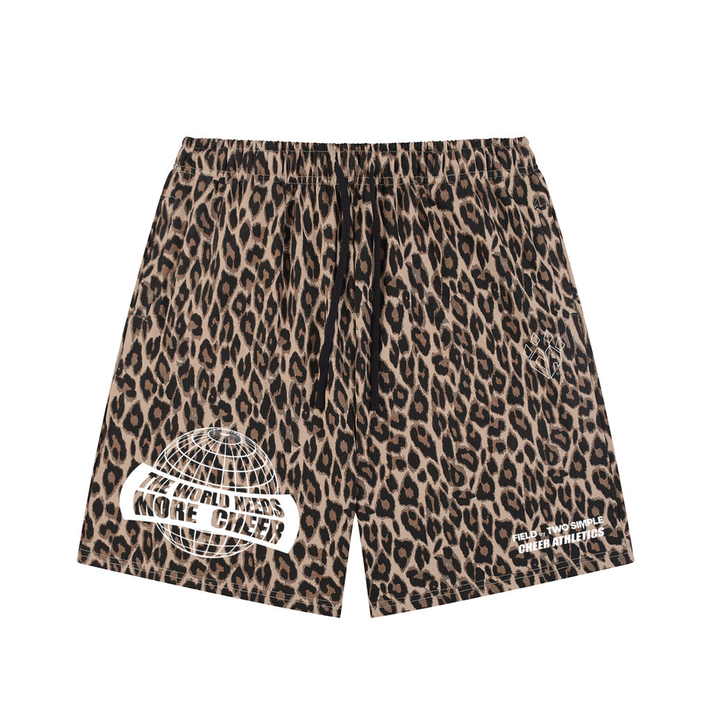 Unisex Heavyweight Leopard Drawstring Shorts