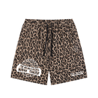Unisex Heavyweight Leopard Drawstring Shorts