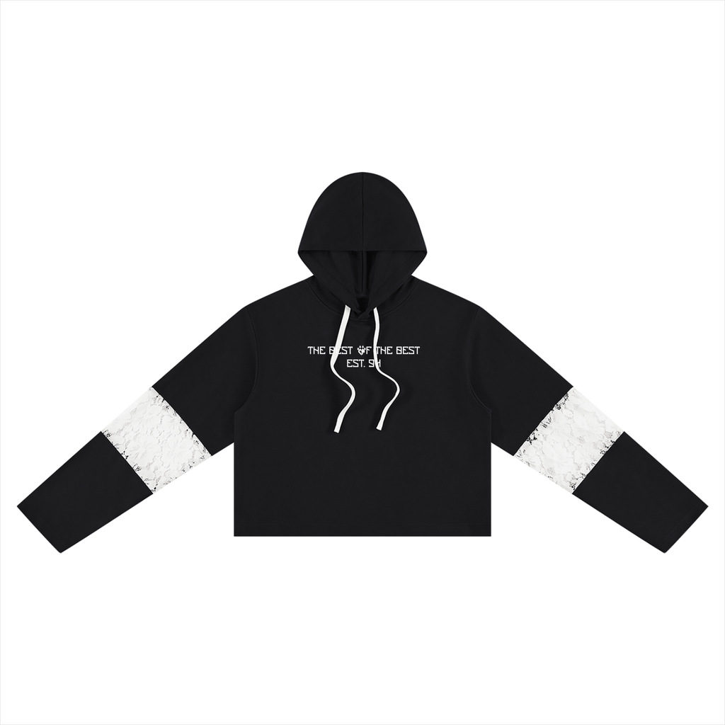 Women’s Cropped Lace-Panel Hoodie