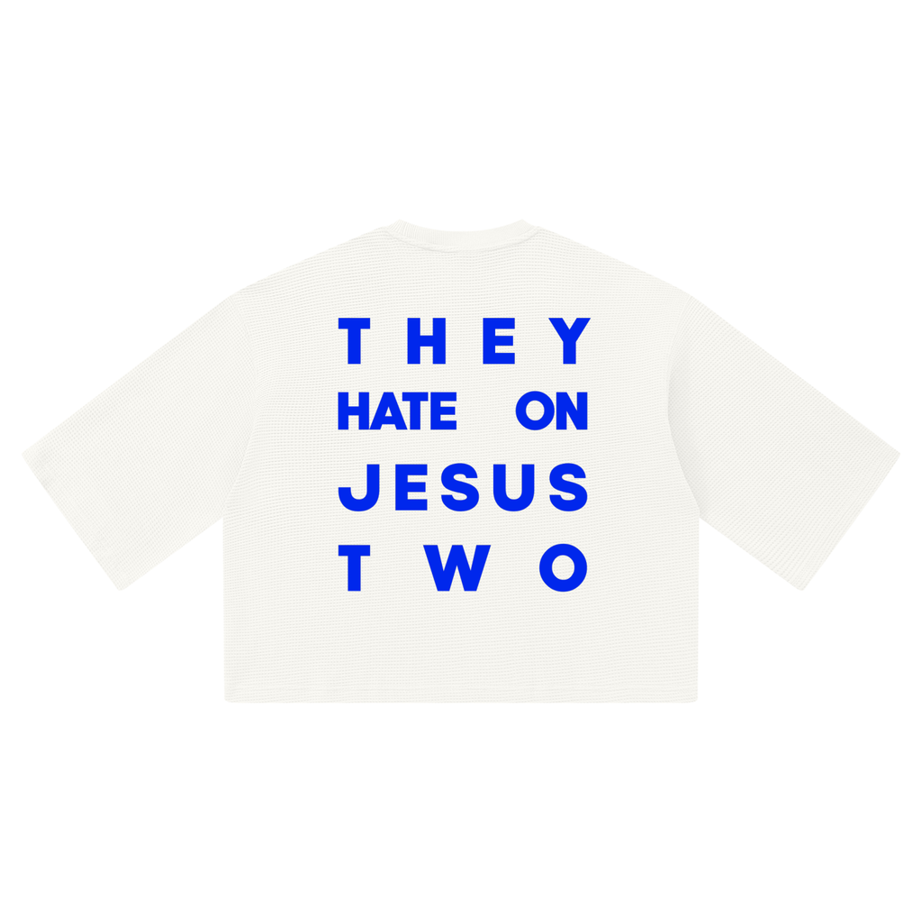 JESUS HATE WAFFLE 3/4 OVERSIZED TEE