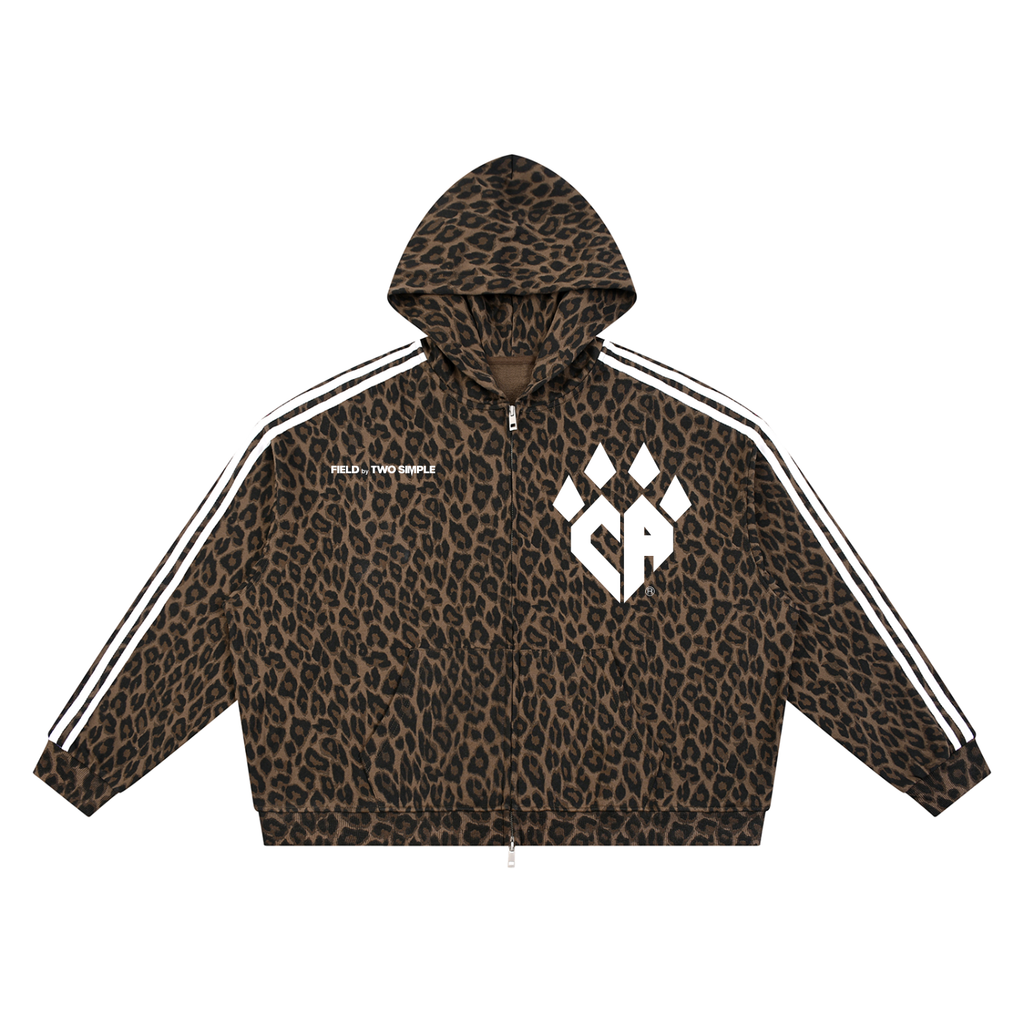 Unisex Leopard Full Zip Hoodie