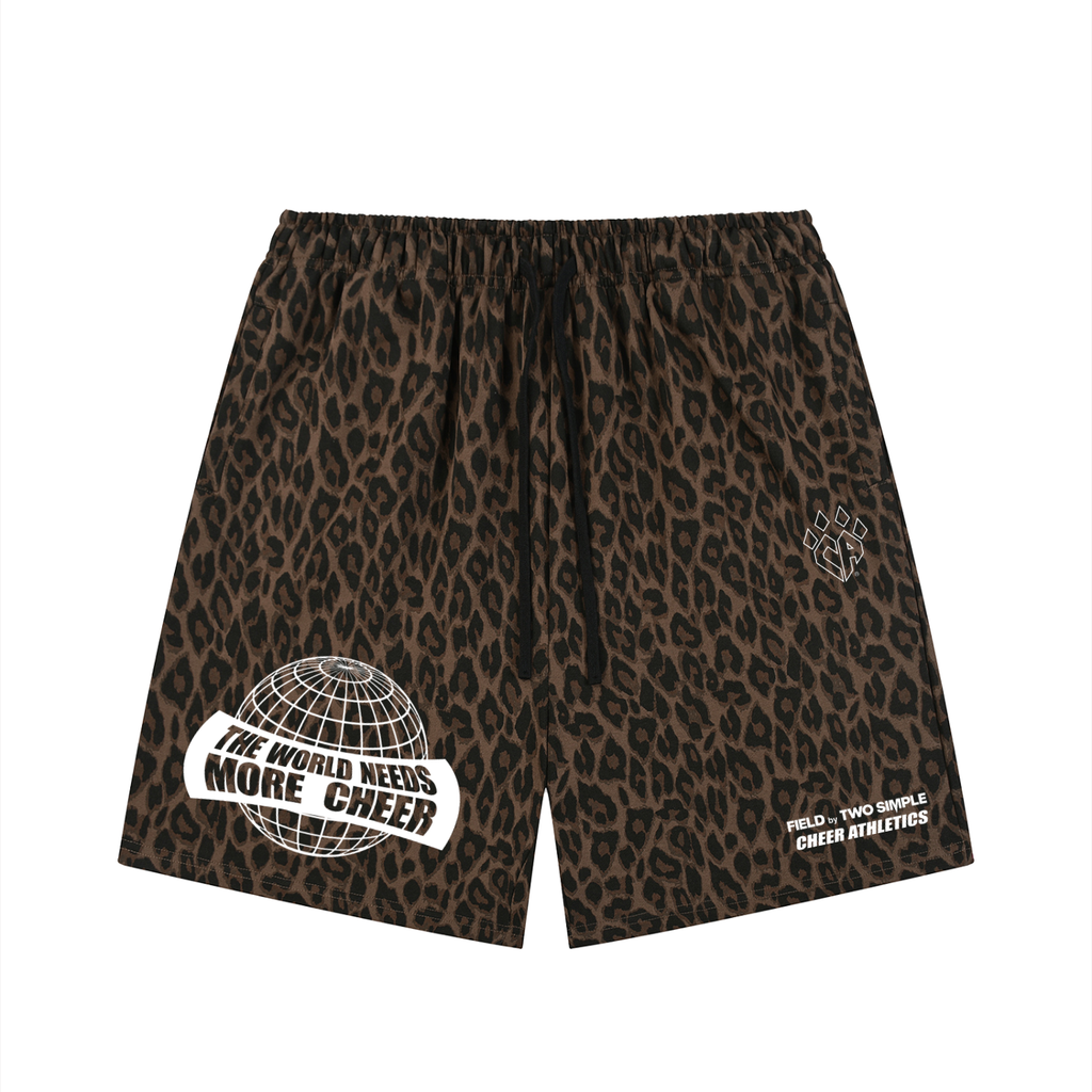 Unisex Heavyweight Leopard Drawstring Shorts