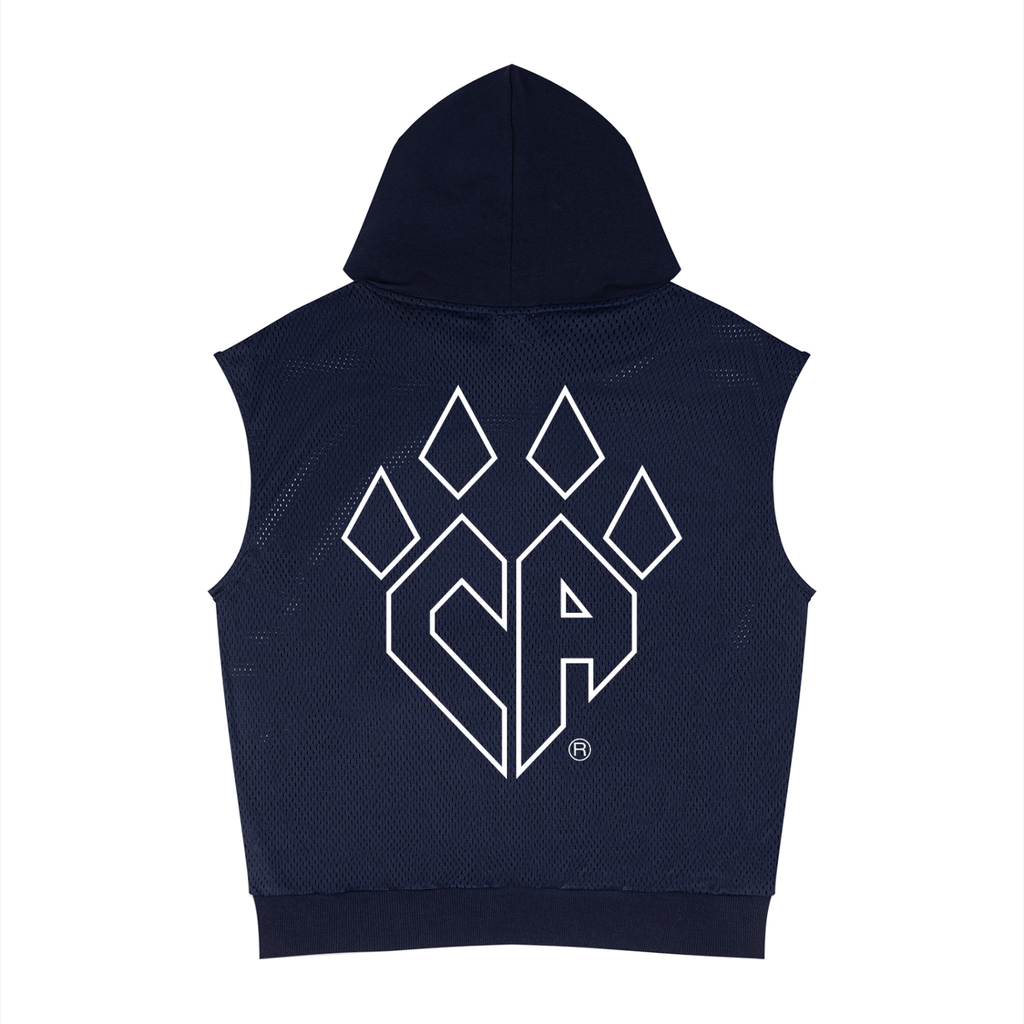 Unisex Panel Mesh Sleeveless Hoodie