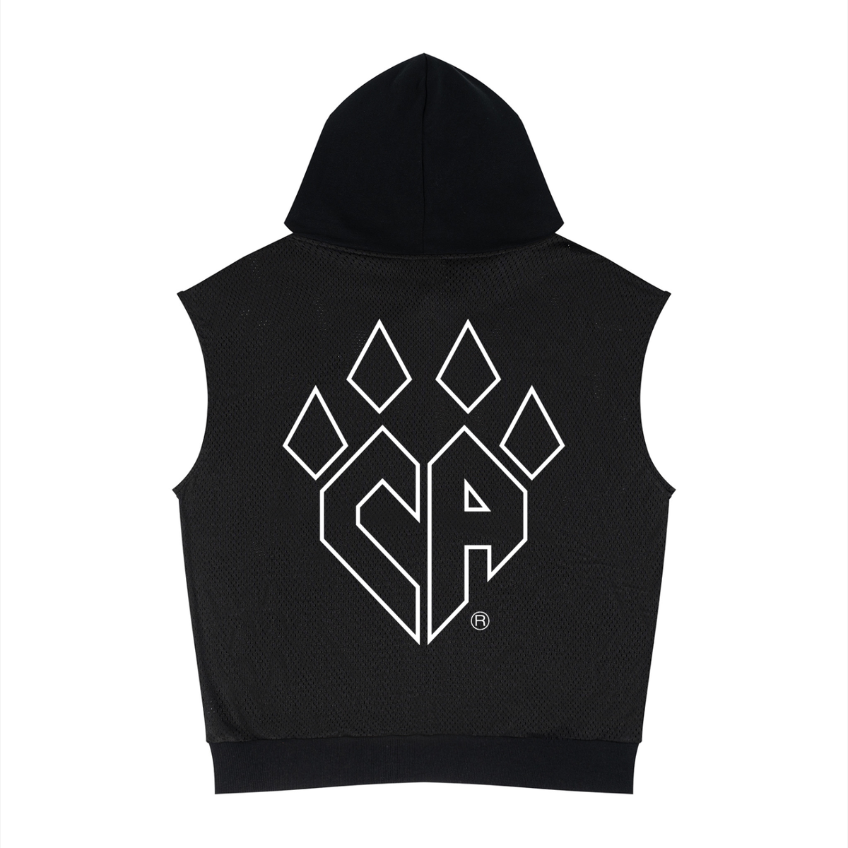 Unisex Panel Mesh Sleeveless Hoodie