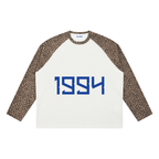 Unisex Leopard Panel Raglan Sleeve T-Shirt