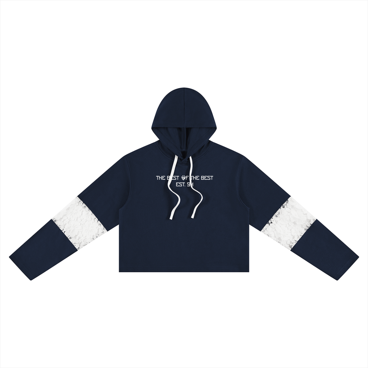Women’s Cropped Lace-Panel Hoodie