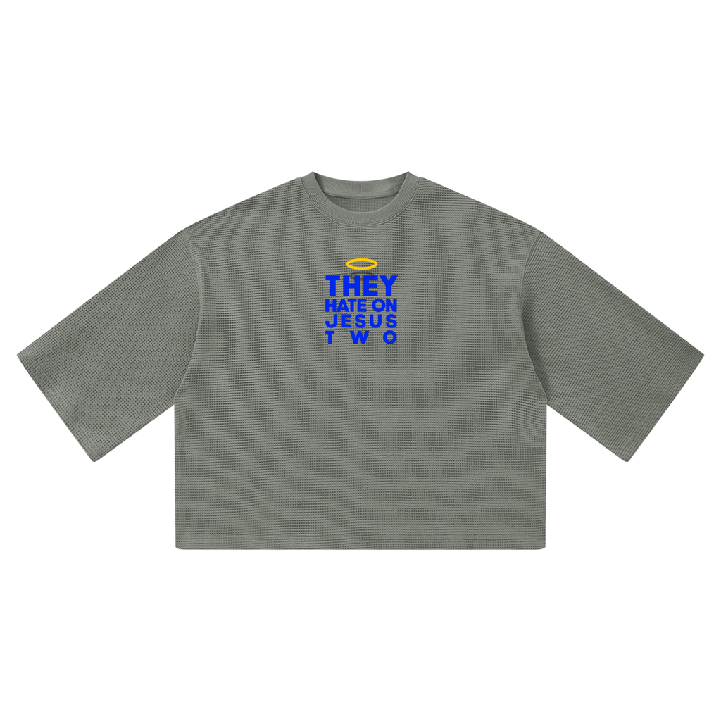 JESUS HATE WAFFLE 3/4 OVERSIZED TEE