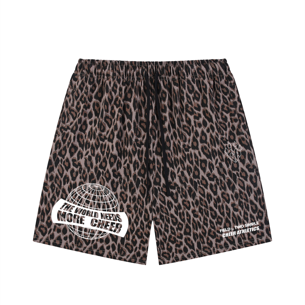 Unisex Heavyweight Leopard Drawstring Shorts