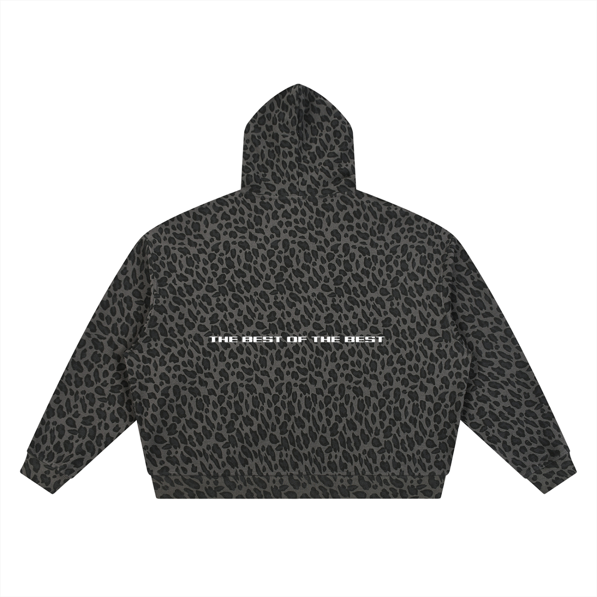 Unisex Leopard Print Waffle Full Zip Hoodie