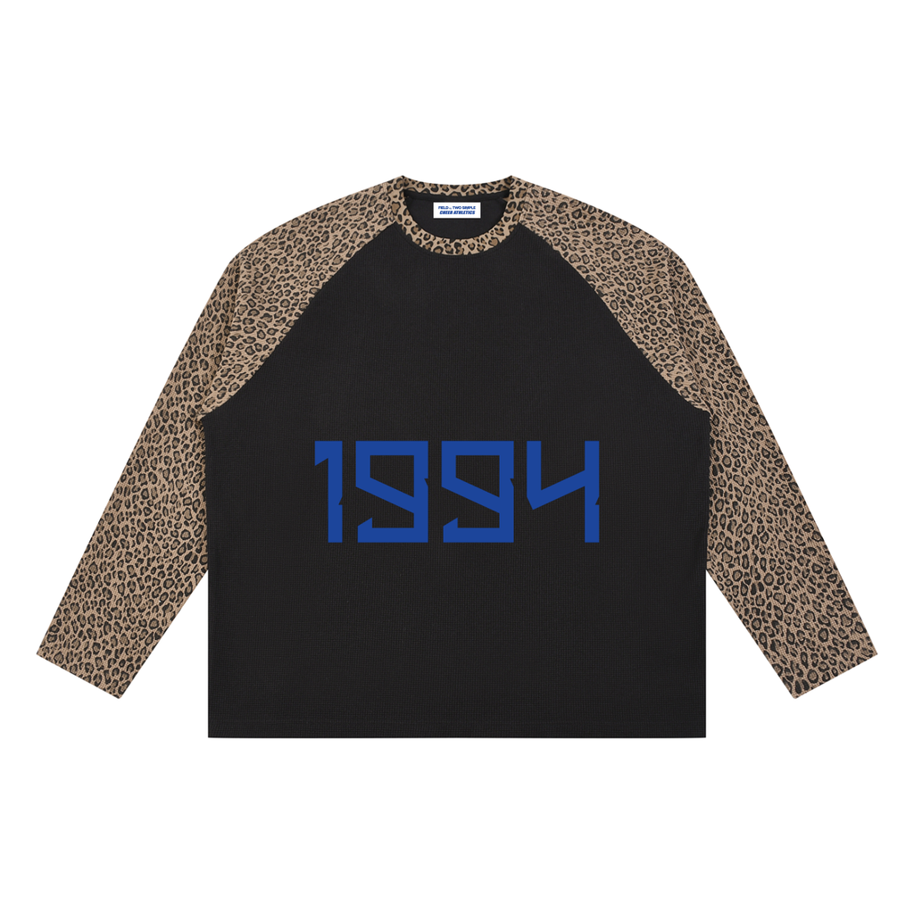 Unisex Leopard Panel Raglan Sleeve T-Shirt