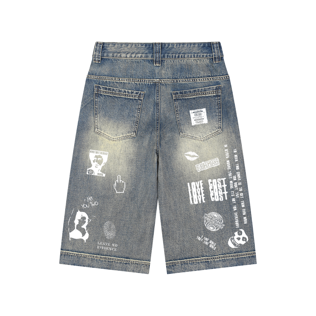 DOODLE BAGGY 3/4 JEAN SHORTS