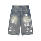 DOODLE BAGGY 3/4 JEAN SHORTS