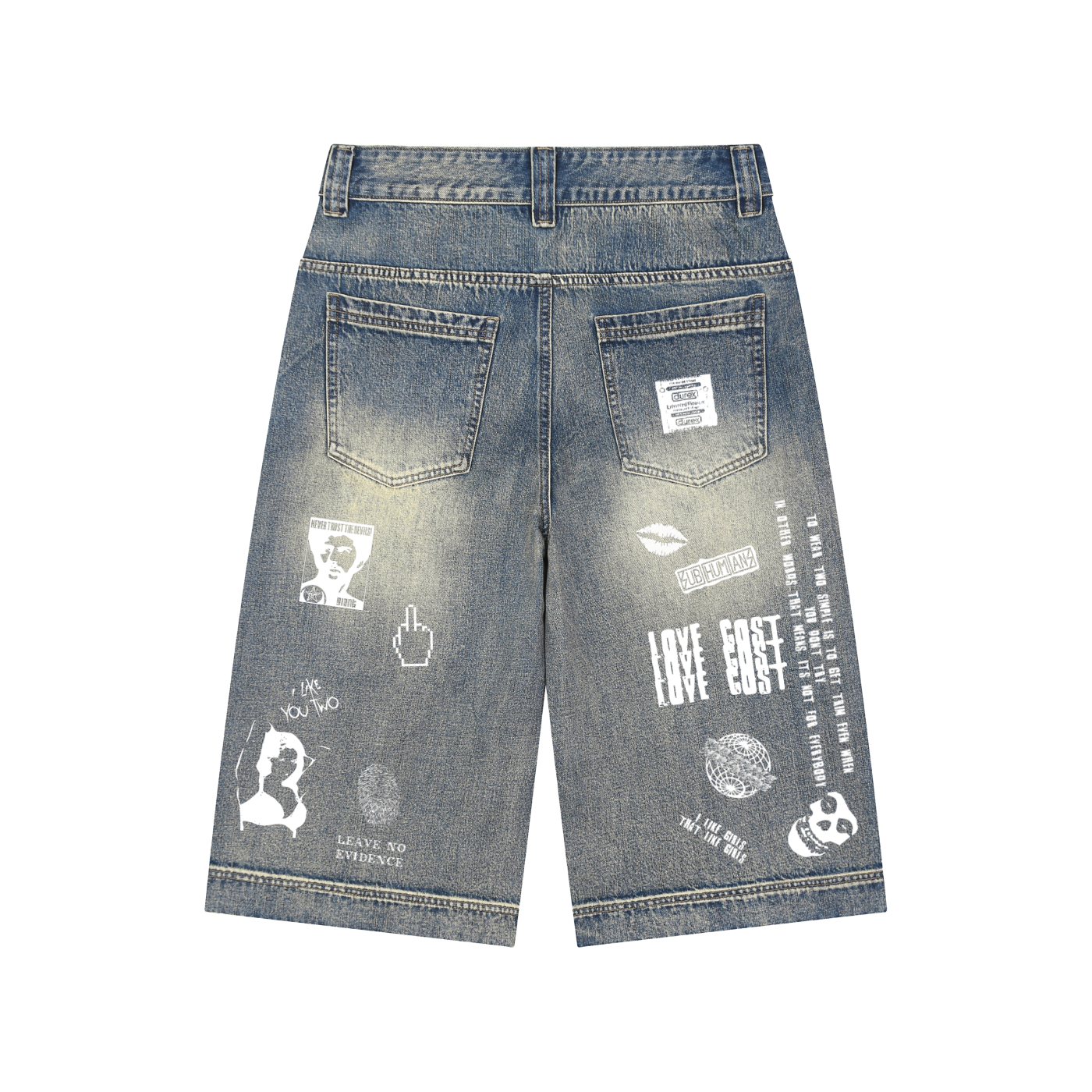 DOODLE BAGGY 3/4 JEAN SHORTS