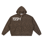 Unisex Leopard Print Waffle Full Zip Hoodie