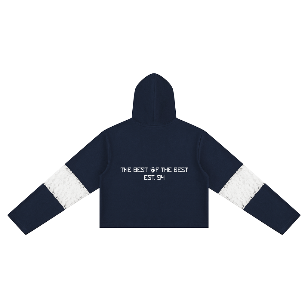 Women’s Cropped Lace-Panel Hoodie