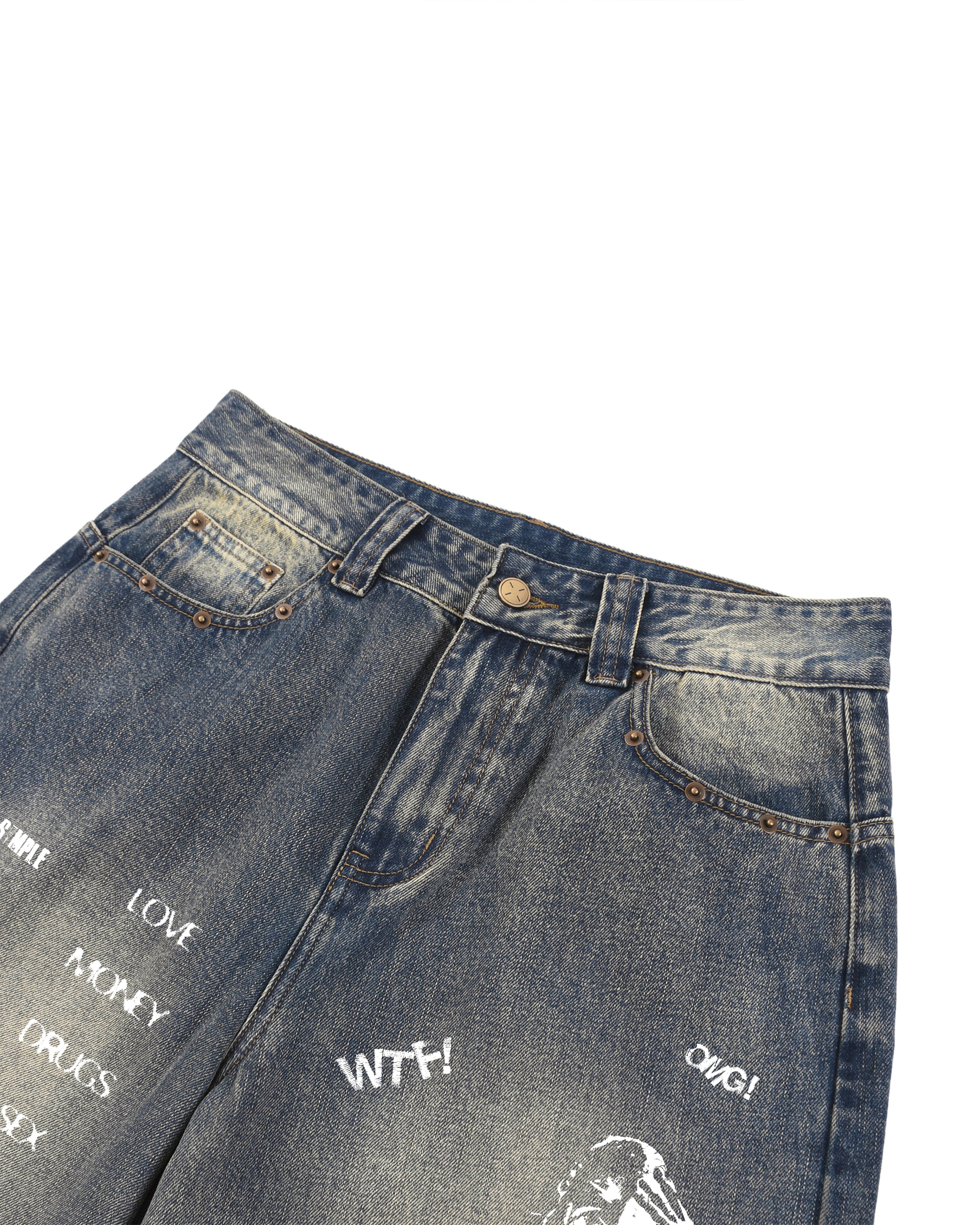 DOODLE BAGGY 3/4 JEAN SHORTS