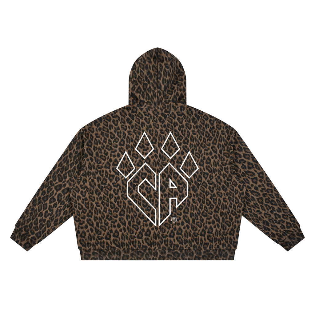 Unisex Leopard Full Zip Hoodie