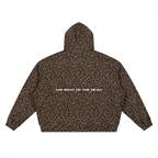 Unisex Leopard Print Waffle Full Zip Hoodie