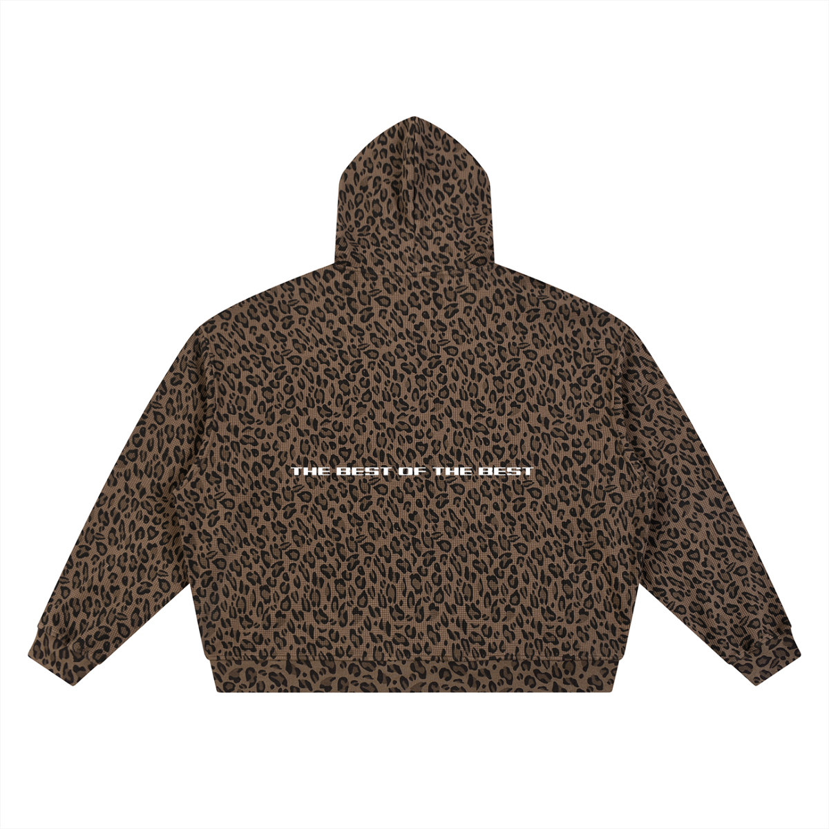 Unisex Leopard Print Waffle Full Zip Hoodie