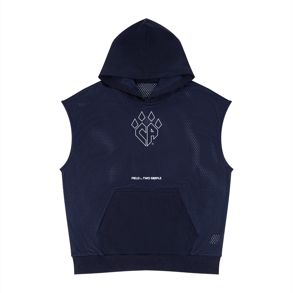 Unisex Panel Mesh Sleeveless Hoodie