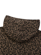 Unisex Leopard Print Waffle Full Zip Hoodie