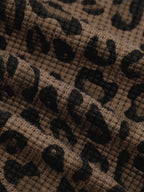 Unisex Leopard Print Waffle Full Zip Hoodie