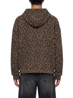 Unisex Leopard Print Waffle Full Zip Hoodie
