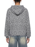 Unisex Leopard Print Waffle Full Zip Hoodie