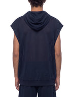 Unisex Panel Mesh Sleeveless Hoodie