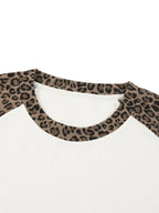 Unisex Leopard Panel Raglan Sleeve T-Shirt