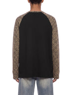 Unisex Leopard Panel Raglan Sleeve T-Shirt