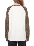 Unisex Leopard Panel Raglan Sleeve T-Shirt