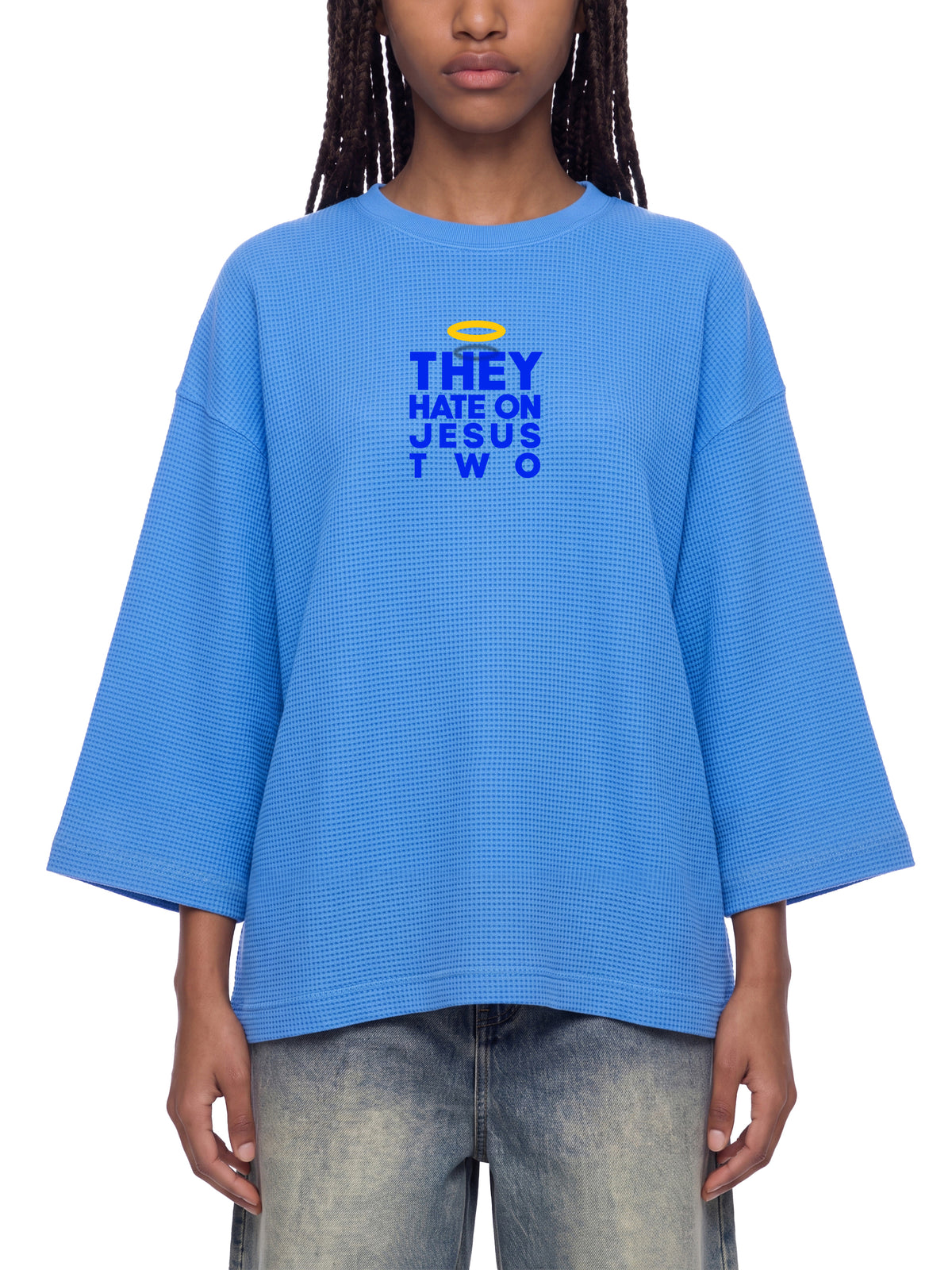 JESUS HATE WAFFLE 3/4 OVERSIZED TEE
