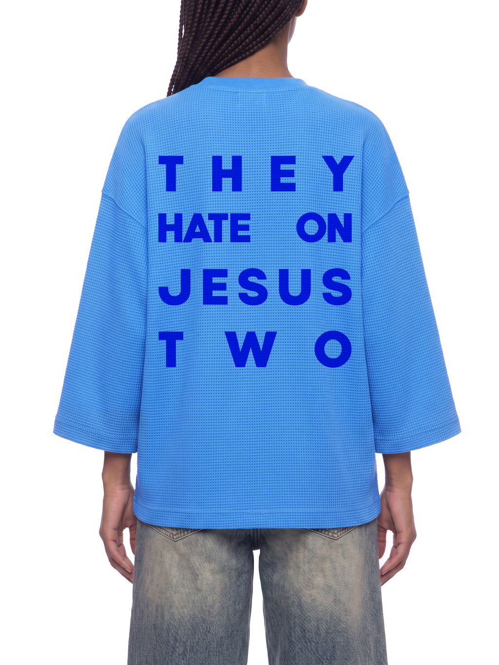 JESUS HATE WAFFLE 3/4 OVERSIZED TEE