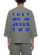 JESUS HATE WAFFLE 3/4 OVERSIZED TEE