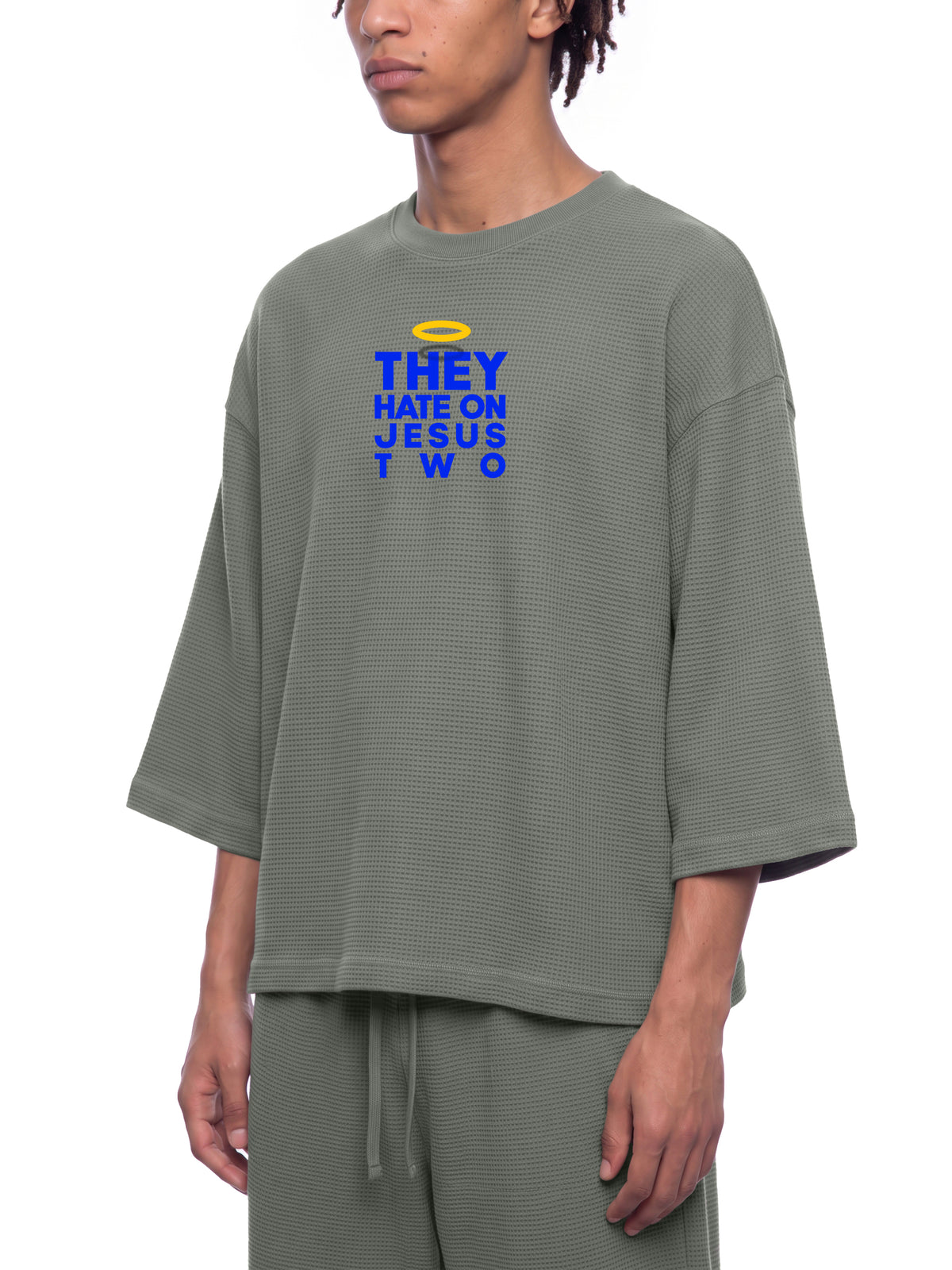JESUS HATE WAFFLE 3/4 OVERSIZED TEE