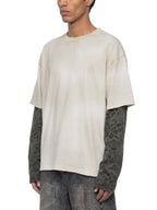 Unisex Vintage Wash Leopard Paneled Layer T-Shirt