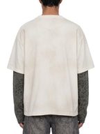 Unisex Vintage Wash Leopard Paneled Layer T-Shirt